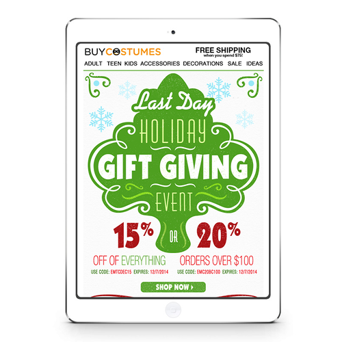 BuyCostumes Holiday Emails